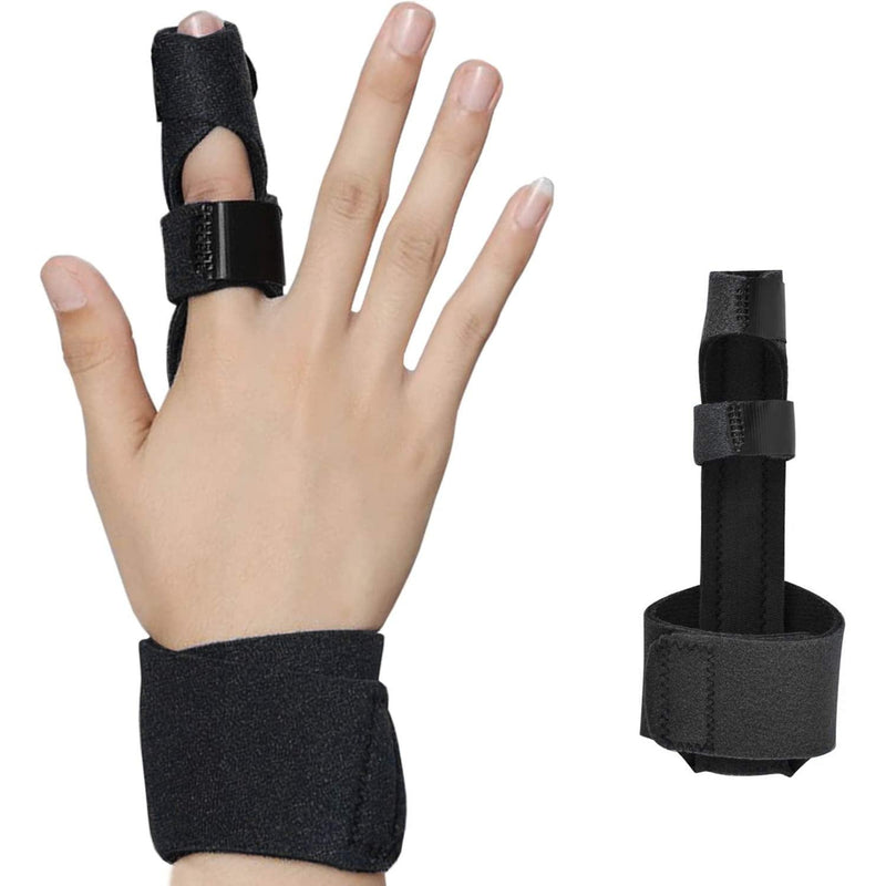 [Australia] - Finger Splint - Corpower Finger Extension Splint for Trigger Finger, Mallet Finger, Finger Knuckle Immobilization, Finger Fractures, Pain Relief from Stenosing Tenosynovitis - Finger Brace for Trigger (Black) Black 