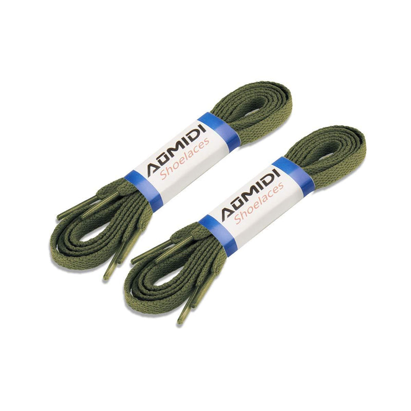 [Australia] - AOMIDI Flat Shoelaces 5/16" (2 Pair) - for Sneakers and Converse Shoelaces Replacements 27" inches (69 cm) Army Green 