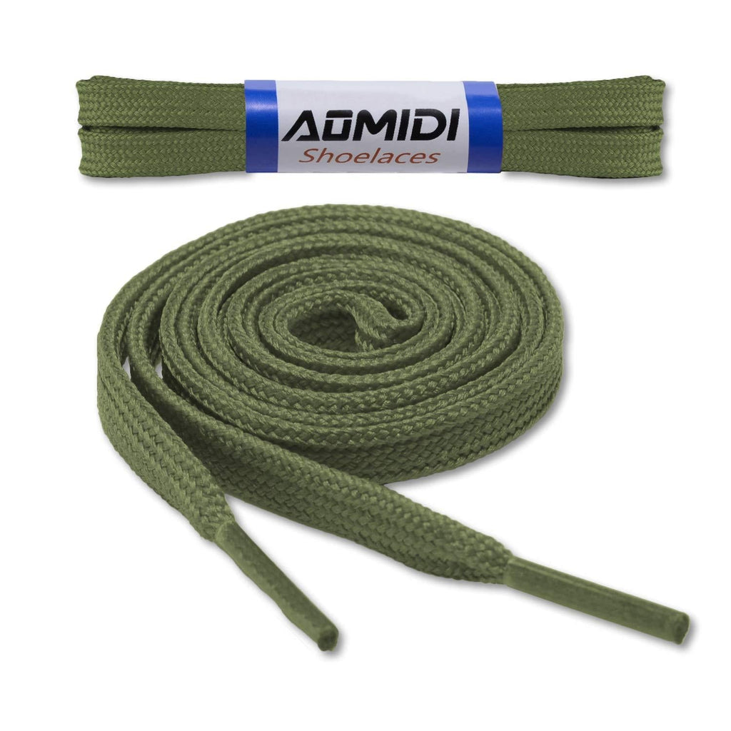[Australia] - Flat Shoelaces Wide Shoes Lace (2 Pair) - Wide Shoelaces - Flat Shoe Laces for Sneakers and Shoes 27" inches (69 cm) Army Green 