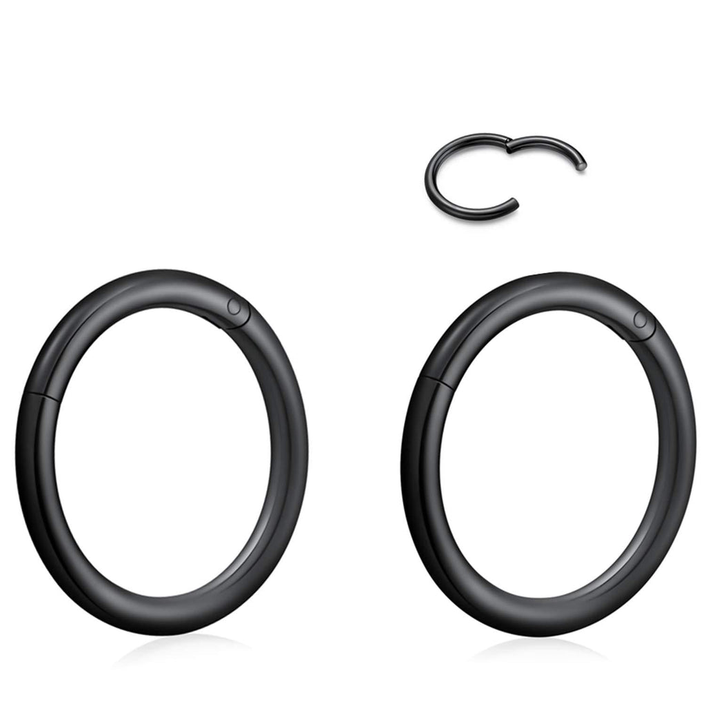 [Australia] - outerunner Hypoallergenic Nose Ring Hoop 2 Piece Gitanium Surgical Steel Nose Hoop 20G 18G 16G 14G (6mm-14mm) Perforated Ring Nasal Cavity Cartilage Spiral Tragus Rook Body Piercing Ring 2pcs black14g*10mm 