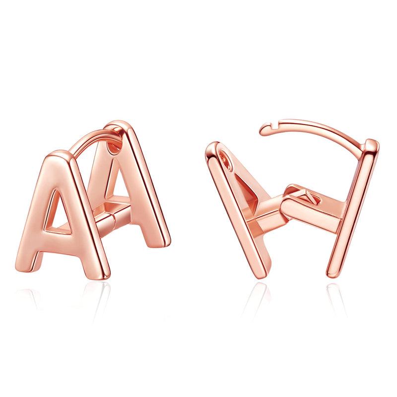 [Australia] - Initial Stud Earrings for Women 14K Gold Plated 26 Letters A-Z Earrings Valentine's Day Jewelry Gifts A - Rose Gold 