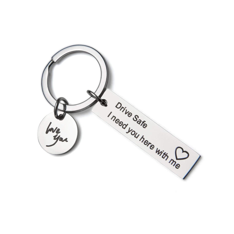 [Australia] - Drive Safe Keychain Gifts For Dad Husband Boyfriend On Father's day Thanksgiving Valentines Day Anniversary Birthday. Silver-1 