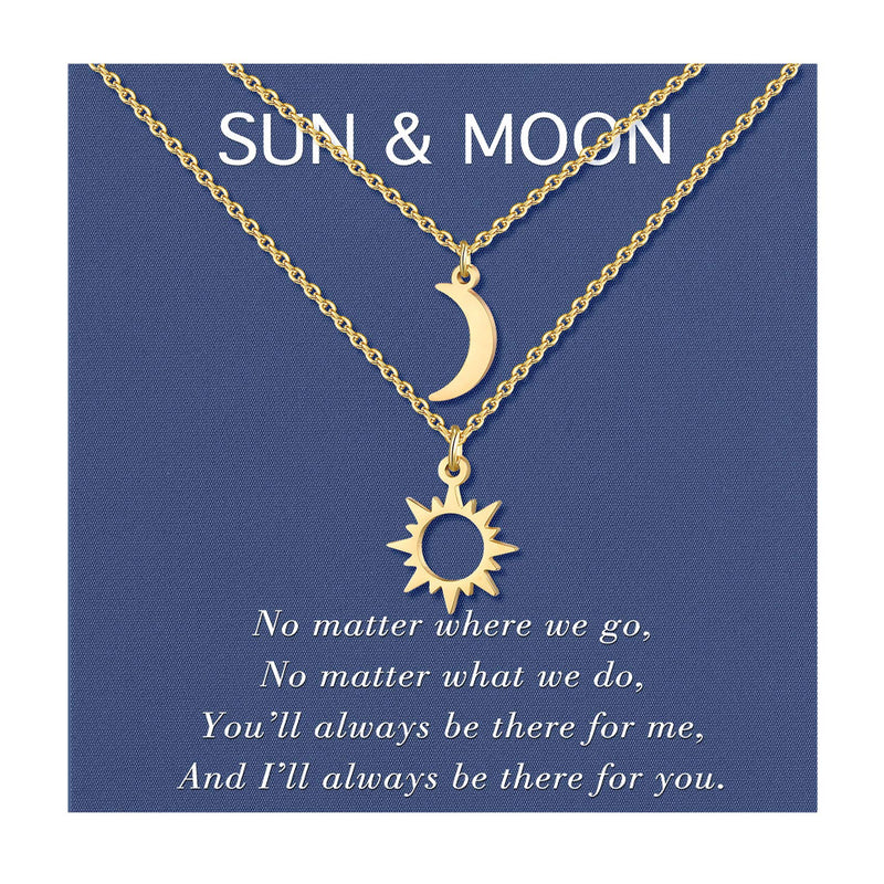 [Australia] - UNGENT THEM Sun and Moon Necklaces Best Friend Friendship Pedant Necklaces Jewelry Gift for Women Teen Girls(Silver/Gold) gold 