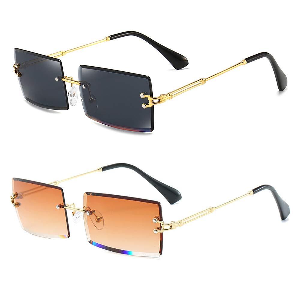 Dollger Rimless Rectangle Sunglasses for Women Fashion Frameless Square  Glasses for Men Ultralight UV400 Eyewear Unisex