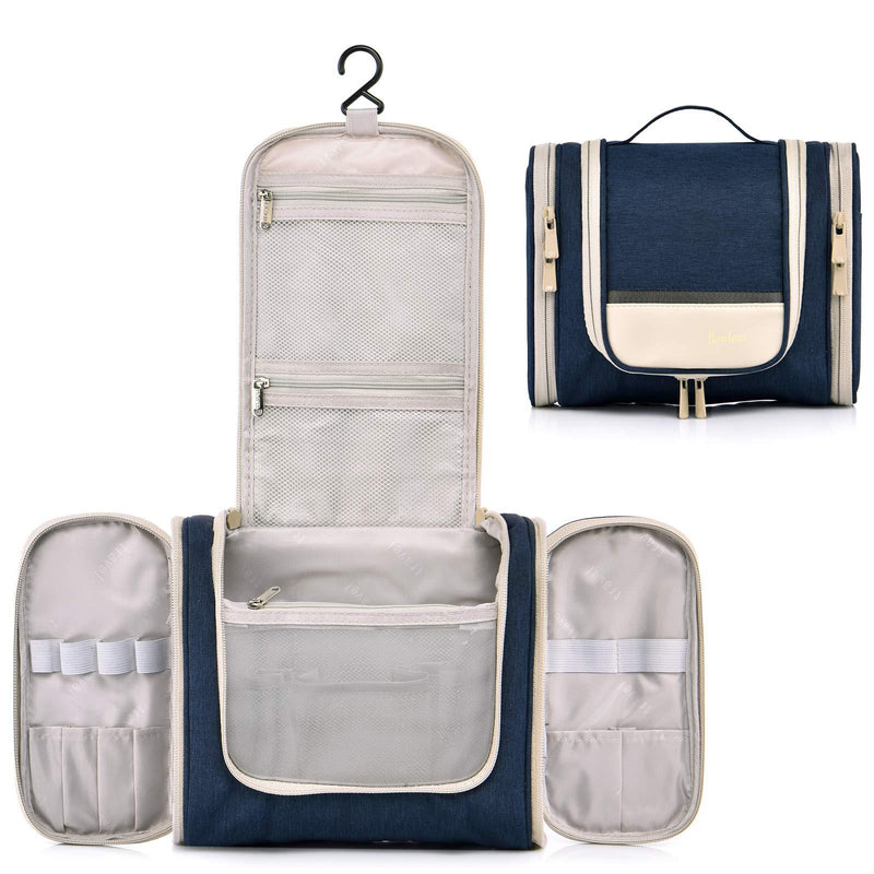 [Australia] - Hanging Toiletry Bag with Side Pockets, Small Cosmetic Bags for Women Compact Size Mens Travel Shaving Dopp Kit (Navy) Navy 