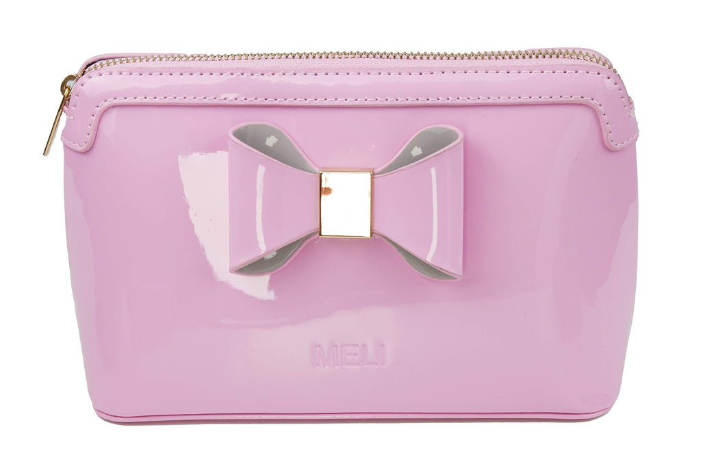 [Australia] - Meli Faux Leather Cosmetic Bag – Pink Makeup Bag for Women – 20 x 14 x 7cm Cosmetic Pouch – Faux Leather Black Makeup Bag with Inside Pocket – Premium Stitching and Zipper – Water Resistant Design (Pink) 