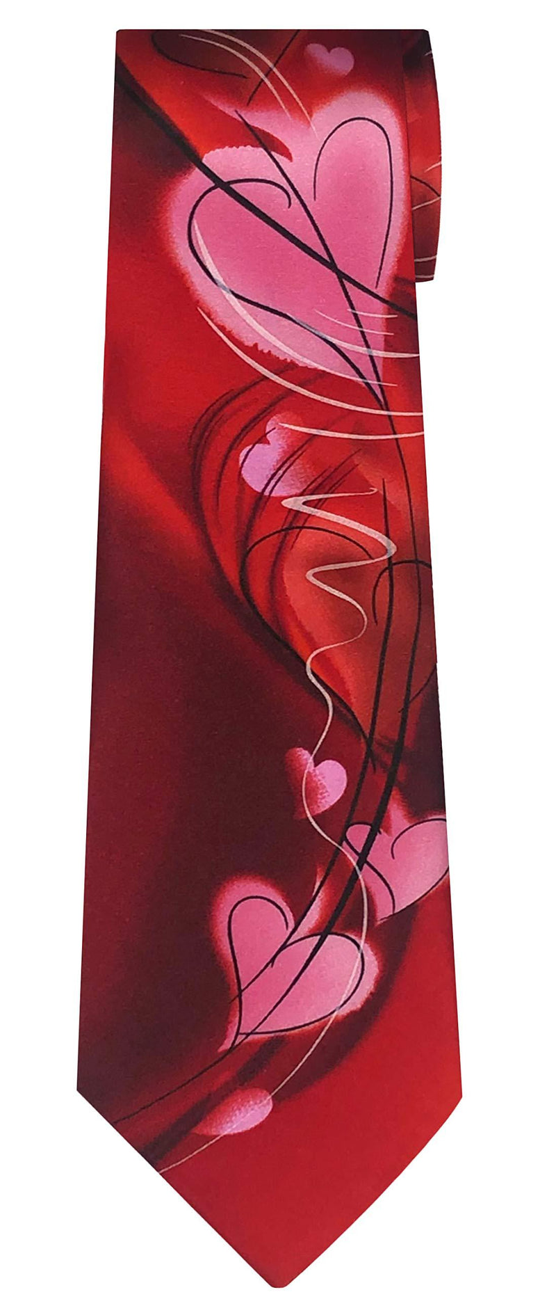 [Australia] - Jerry Garcia Silk Men's Happy Valentine's Day Scales Abstract Art Hearts Red Pink Neck Tie 