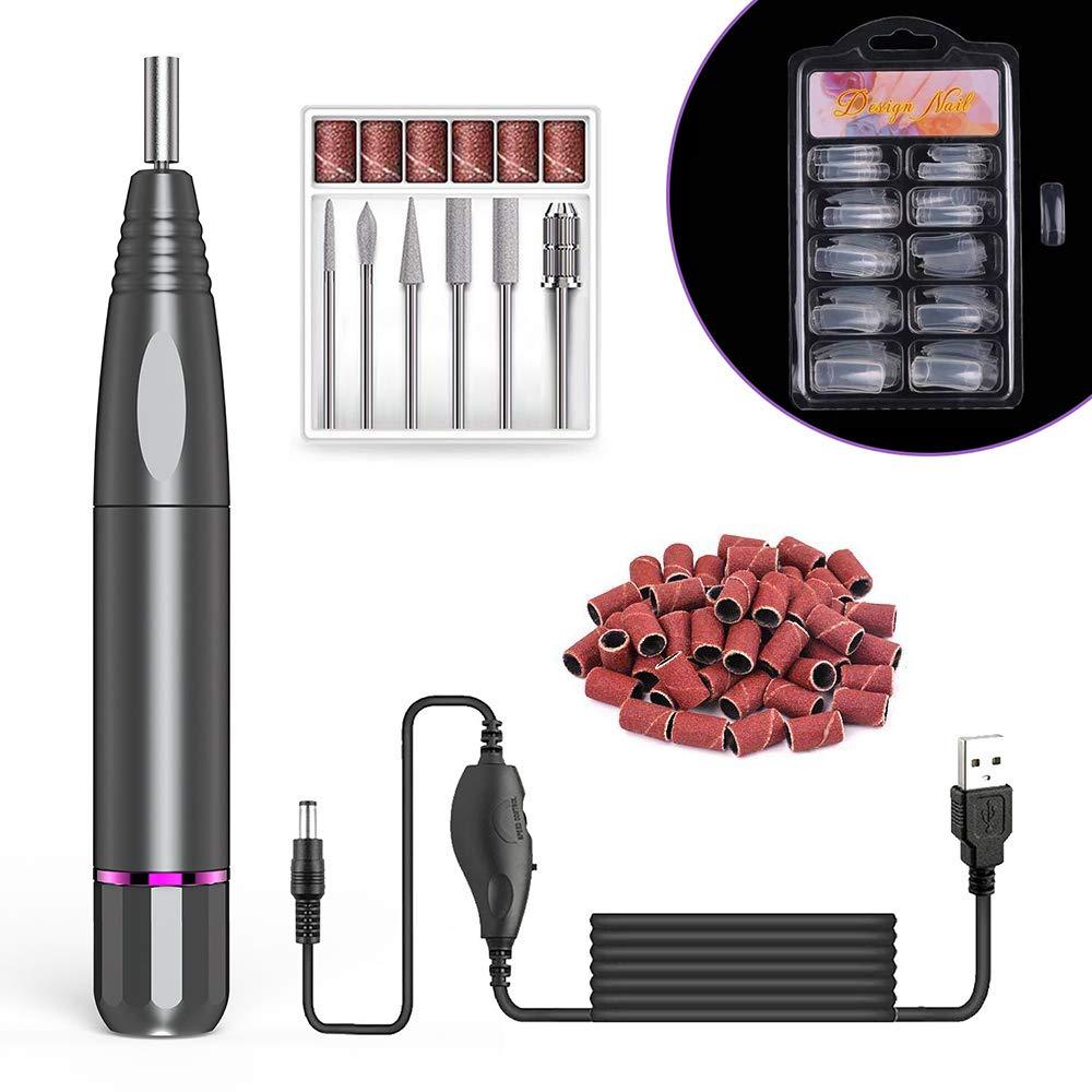 [Australia] - Electric Nail Drill, Portable Acrylic Nail Kit Machine, Nail File for Acrylic, Gel Nails, Manicure Pedicure Polishing Shape Tools Design for Home Salon Use grey 