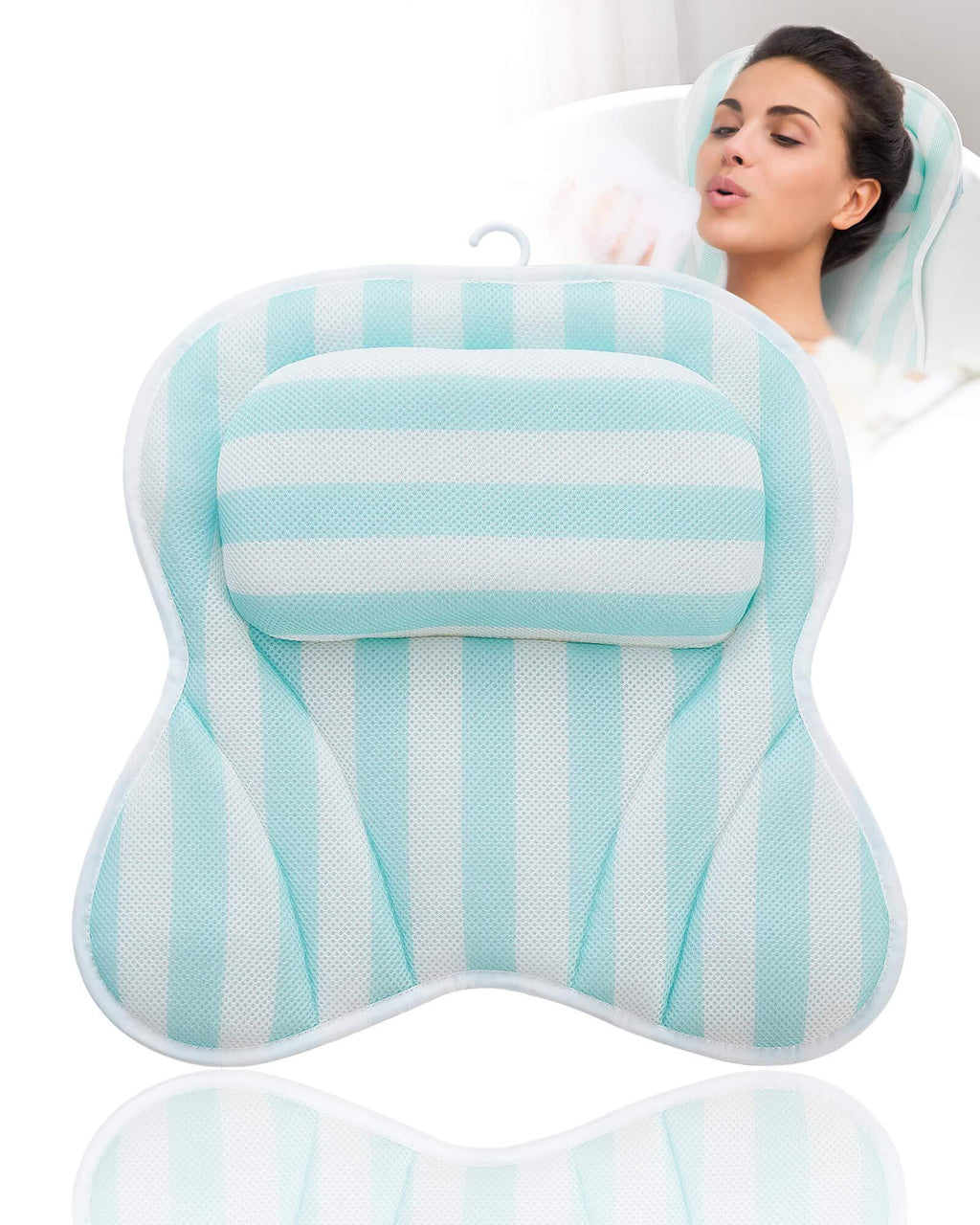[Australia] - Bath Bathtub pillow, Bath Pillow, SPA Bath tub Pillow mat for Headrest, Neck and Shoulder Support, 4D Air Mesh Breathable Bath Pillow for Women & Men, With 6 Powerful Suction Cups… 