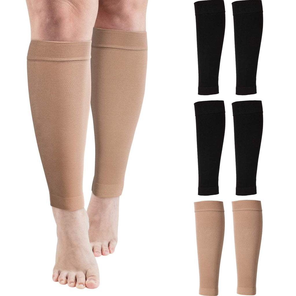 [Australia] - 3 Pairs 20 Inches L Wide Plus Size Calf Compression Socks for Circulation Compression Long Legs Sleeves 20 - 30 mmHg Calf Muscle Compression Sleeve for Women Men 