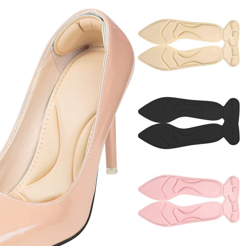 [Australia] - 3 Pair Insoles, Breathable Sponge Insole, Heel Cushions with Heel Grip High Heel Shoe Insoles for Women Loose Shoes, Foot Pain, Metatarsal Pain, Arch Pain, Heel Sore & Heel Spurs Women's5-8(Tip) 