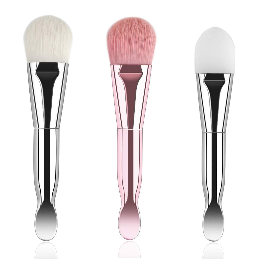 [Australia] - Face Makeup Brush Applicator Double-Ended, 3 Pcs Silicone Makeup Beauty Tool Soft Bristles Facial Mud Makeup Applicator Brush, Hairless Moisturizers Applicator Tools for Mud, Clay, Charcoal Mixed Makeup Style A 