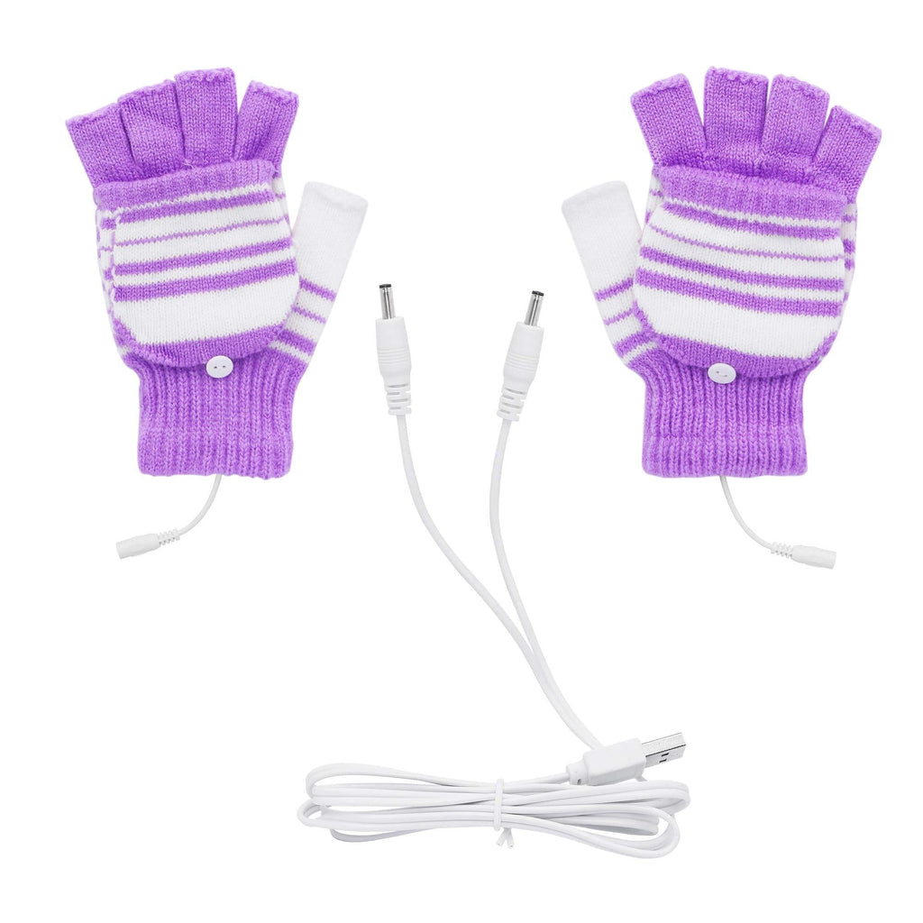 [Australia] - PNGKNYOCN USB Electric Gloves Winter Warm Gloves Heating Fever Gloves dual purpose thin finger and fingerless convertible for Skiing/Outdoor Sports/Winter Warmth(purple) 