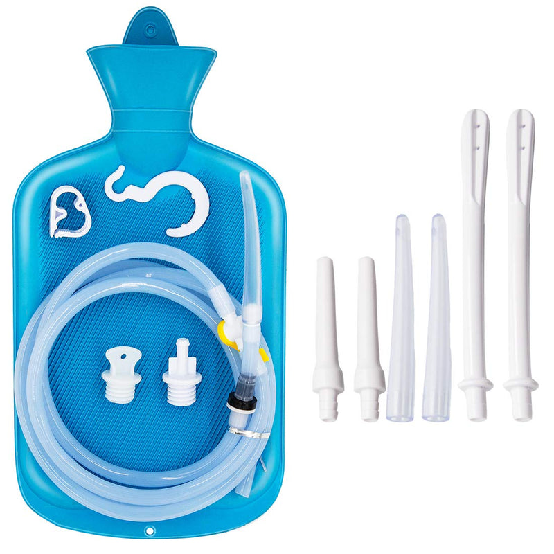 [Australia] - Enema Bag 2L Home Enema Kit with 6.5ft Long Silicone Hose, 7 Enema Tips, Controlable Water Flow Valve, 2 Quart Capacity Hot-Water Bottle for Colon Cleansing Enemas 