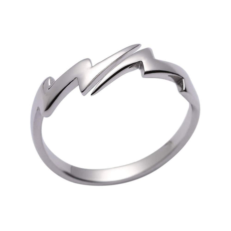 [Australia] - Double Lightning Bolt Wrap Opening Rings for Women Teenage Girls Personalized 925 Sterling Silver White Gold Plated Adjustable Engagement Statement Finger Knuckle Rings for Girlfriend Daughter 17mm 