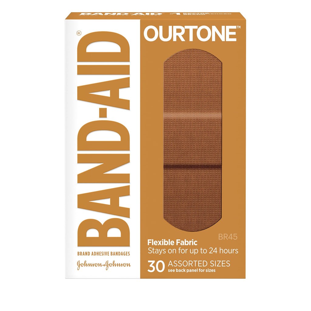 [Australia] - Band-Aid Brand Ourtone Flexible Fabric Adhesive Bandages Flexible Protection Care of Minor Cuts Scrapes QuiltAid Pad for Painful Wounds Assorted Sizes , Br45, 30 Count 