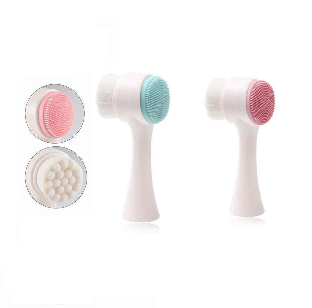 [Australia] - MJEMS Cleansing Massage Brush Scrubbers Dual-Action Facial, Soft Bristle Facial Brush, Face Silicone Scrubbers for Women, Silicone Body Scrubbers, Back Bath Shower Brushes (Soft Bristle Brush) 