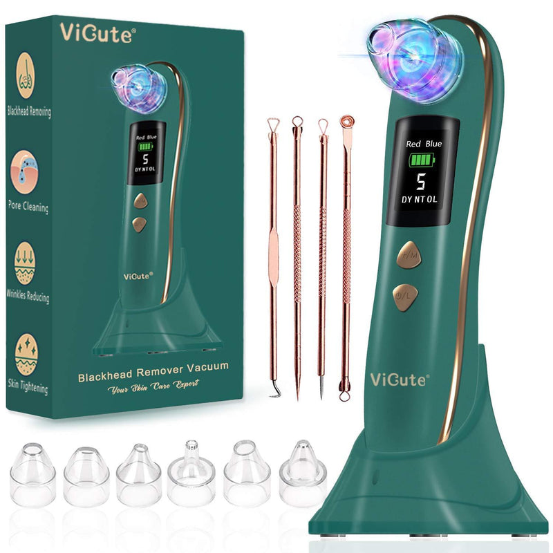 [Australia] - Blackhead Remover Vacuum Pore Cleaner - Blue&Red Light Mode Blackhead Vacuum Remover -Electric Blackhead Acne Extractor Tool With 6 Suction Heads,5 Levels and USB Charging Stand - All Skin Avaliable 