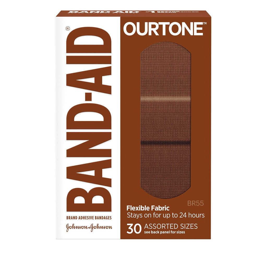 [Australia] - Band-Aid Brand Ourtone Flexible Fabric Adhesive Bandages, Flexible Protection & Care of Minor Cuts & Scrapes, Quilt-Aid Pad for Painful Wounds, BR55, Assorted Sizes, 30 Count 