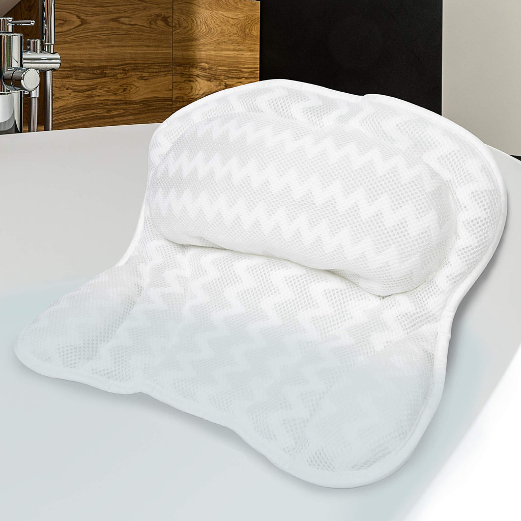 [Australia] - Bath Pillow for Tub Spa Pillow Bath tub Pillow Headrest with Neck Shoulder Back Support, 3D Air Mesh Bath Accessories Ergonomic Bathtub Cushion 6 Strong Suction Cups 