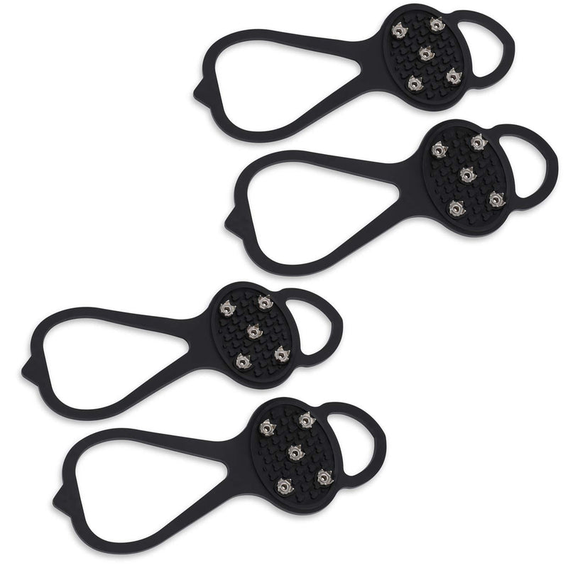 [Australia] - LACE INN 2 Pairs Non Slip Gripper Spike, Ice Grippers Traction Cleats Snow Shoe Spikes Grips Crampons with 10 Steel Studs Cleats black 