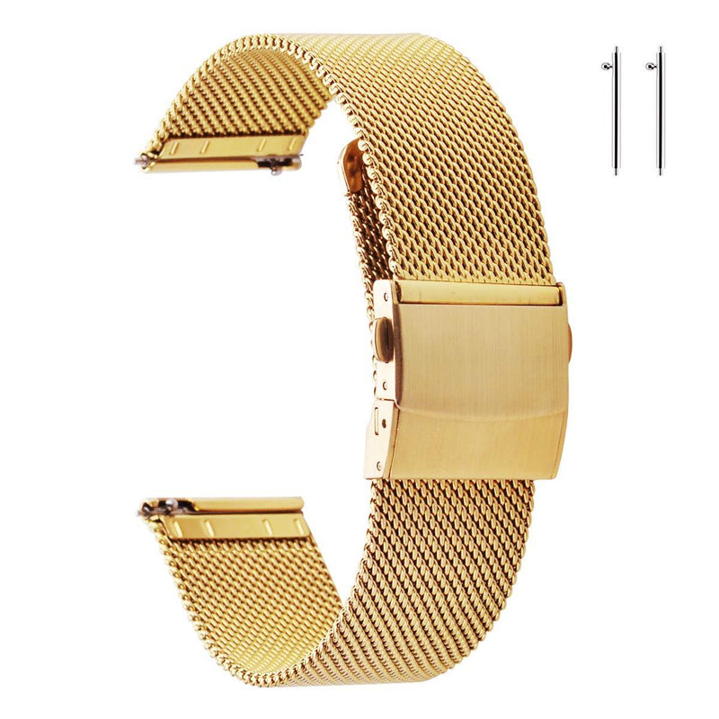 [Australia] - EACHE Stainless Steel Mesh Watch Band for Mens Women, Quick Release Mesh Watch Straps 12mm 14mm 16mm 18mm 20mm 22mm Gold 