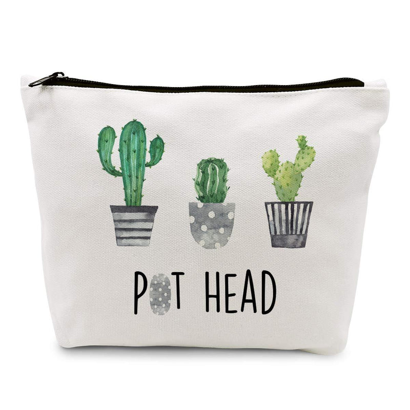 [Australia] - Funny Green Pot Head Makeup Bag Gift for Women Best Friends Sister Teens Makeup Lover | Cute Pot Head Makeup Zipper Pouch Bag Cosmetic Travel Accessories Bag Toiletry Case Gifts for Birthday Christmas 