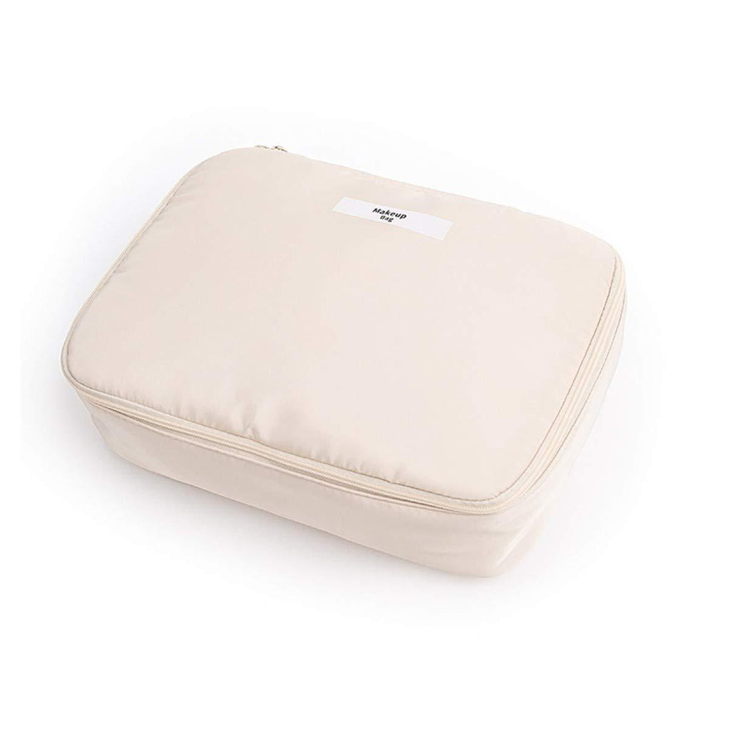 [Australia] - CINLITEK Portable Make Up Organizator Bag Multifunction Travel Bag Makeup Bags for Women Girls with Inner Pouch, Make Storage Bag with Velcro Dividers for Cosmetics Makeup Brushes (Beige) Beige 
