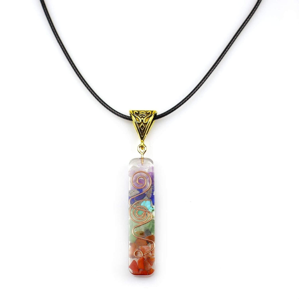 [Australia] - ARZASGO 7 Chakra Stones Necklace Healing Crystal Pendant Orgone Energy Adjustable Necklace Jewelry Gift for EMF Protection Anxiety Spiritual Healing A 