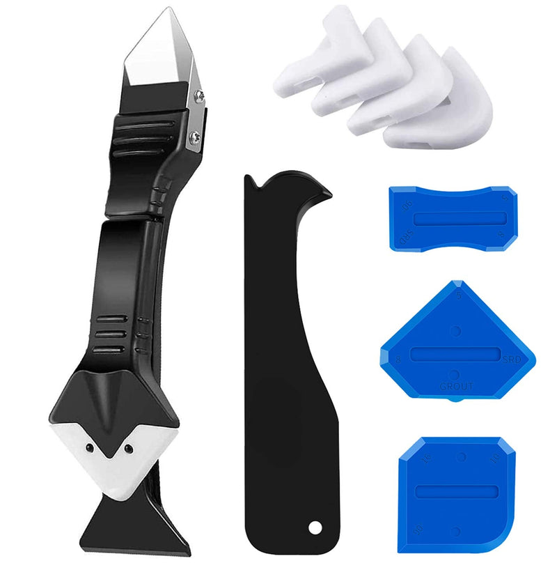 [Australia] - King&Charles Caulking Tool, Caulk Remover& Glass Glue Angle Scraper, 3 in 1 Silicone Caulking Tool Kit - Caulk Removal Tool 