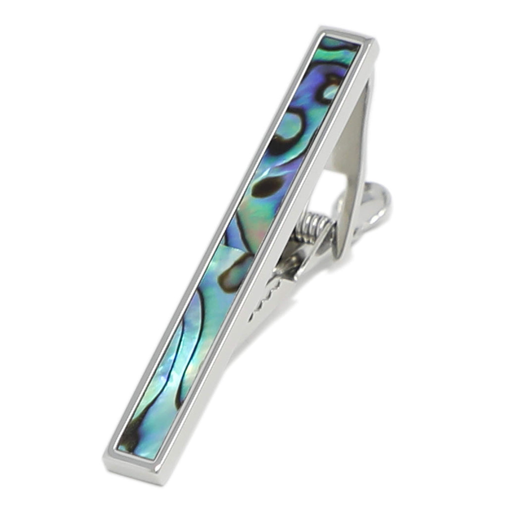 [Australia] - MENDEPOT Classic Stone Tie Clip 2 Inch Semiprecious Stone Tie Bar with Gift Box Men Abalone Tie Clip 