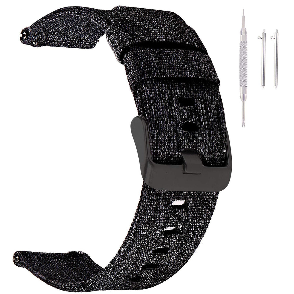 [Australia] - Canvas Quick Release Watch Band 18mm 20mm 22mm 24mm Nylon Watch Strap for Men Sturdy Breathable Replacement Watchband for Women black black buckle 