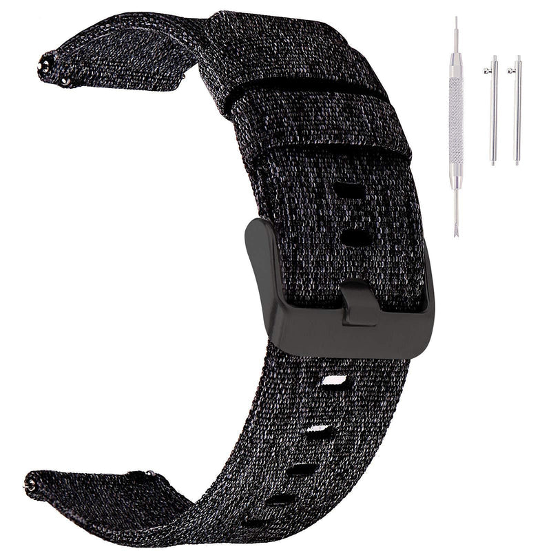 [Australia] - Canvas Quick Release Watch Band 18mm 20mm 22mm 24mm Nylon Watch Strap for Men Sturdy Breathable Replacement Watchband for Women black black buckle 