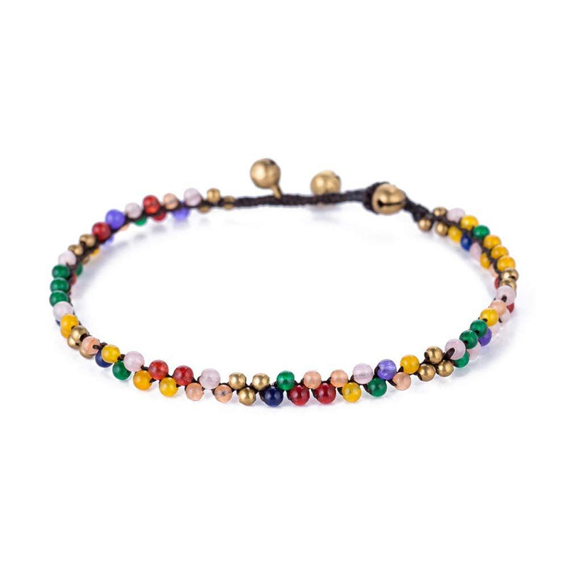 [Australia] - kelistom Bohemian Ankle Bracelets for Women Teen Girls, Handmade Natural Stone Beaded Chain Anklet color-beaded 