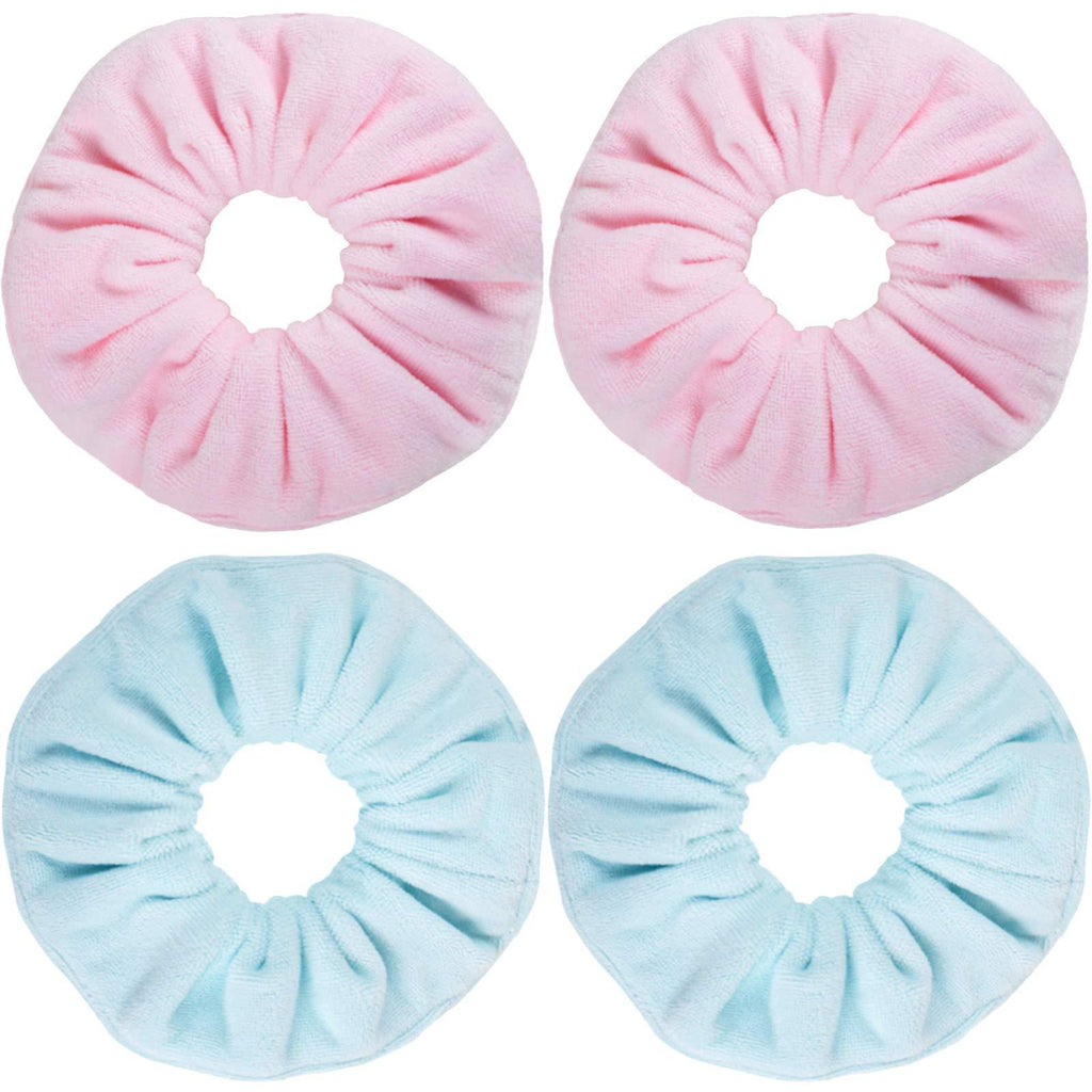 [Australia] - IVARYSS Super Towel Scrunchies for Drying Hair, Absorbent and Soft Microfiber for Frizz Free, Large Thick Ponytail Holder Wet Hair Accessories for Girls and Women, 4 PCS (Pink Blue) Pink Blue 