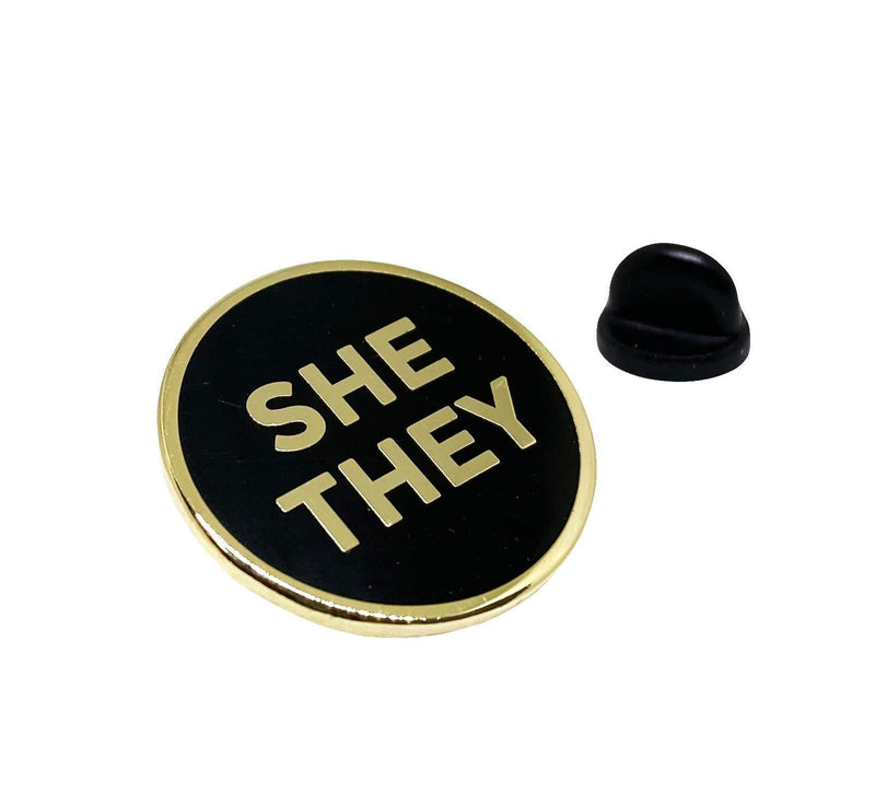 [Australia] - She They Lapel Pin - SHETHEY Nonbinary Enamel Pronoun Badge - LGBTQ LGBT Brooch 