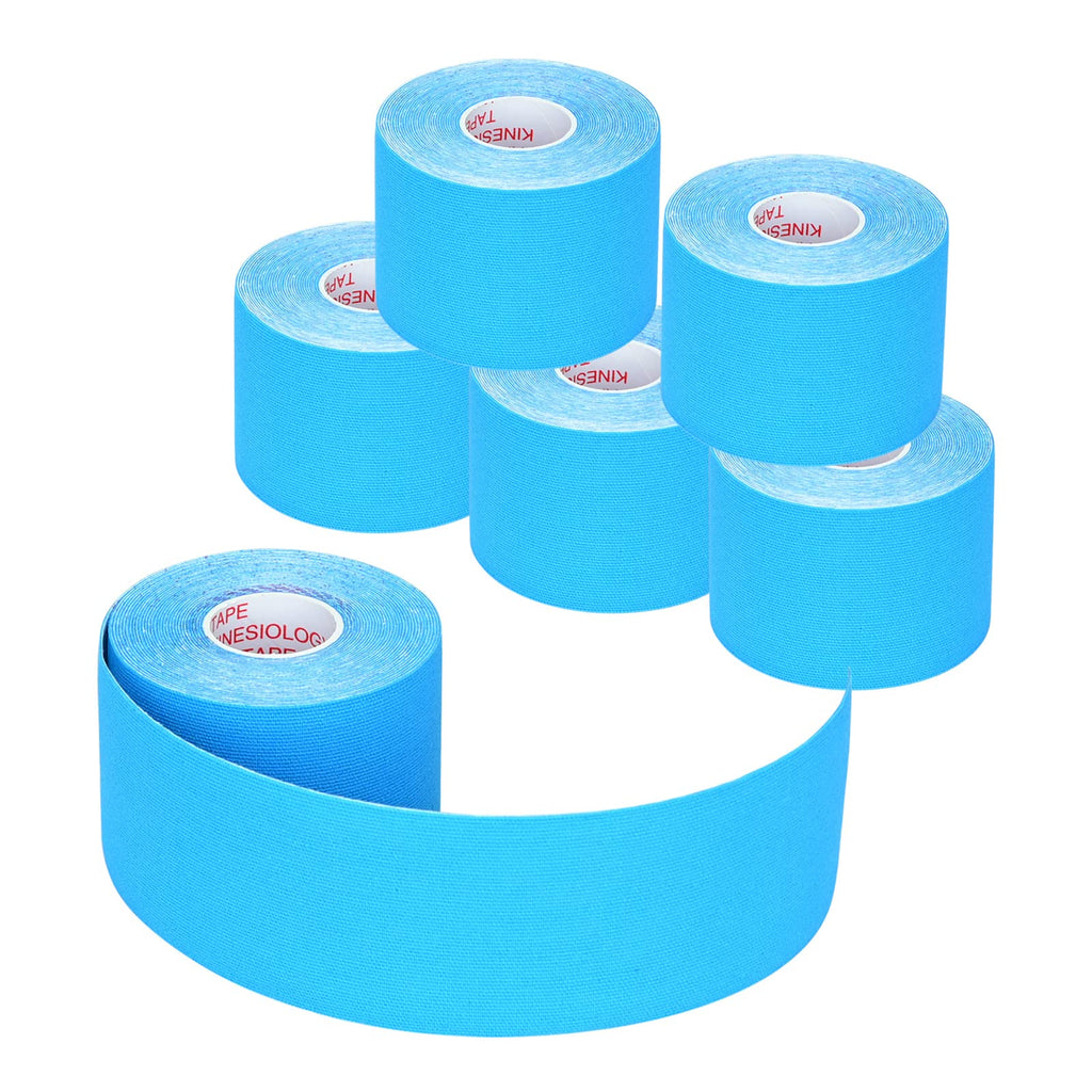 [Australia] - Kinesiology Tape Athletic Tape Sport Tape, Lychee Supports & Protects Muscles, Waterproof and Latex Free, Breathable Elastic for Sport Activity (Light Blue, 6 Rolls) Light Blue 