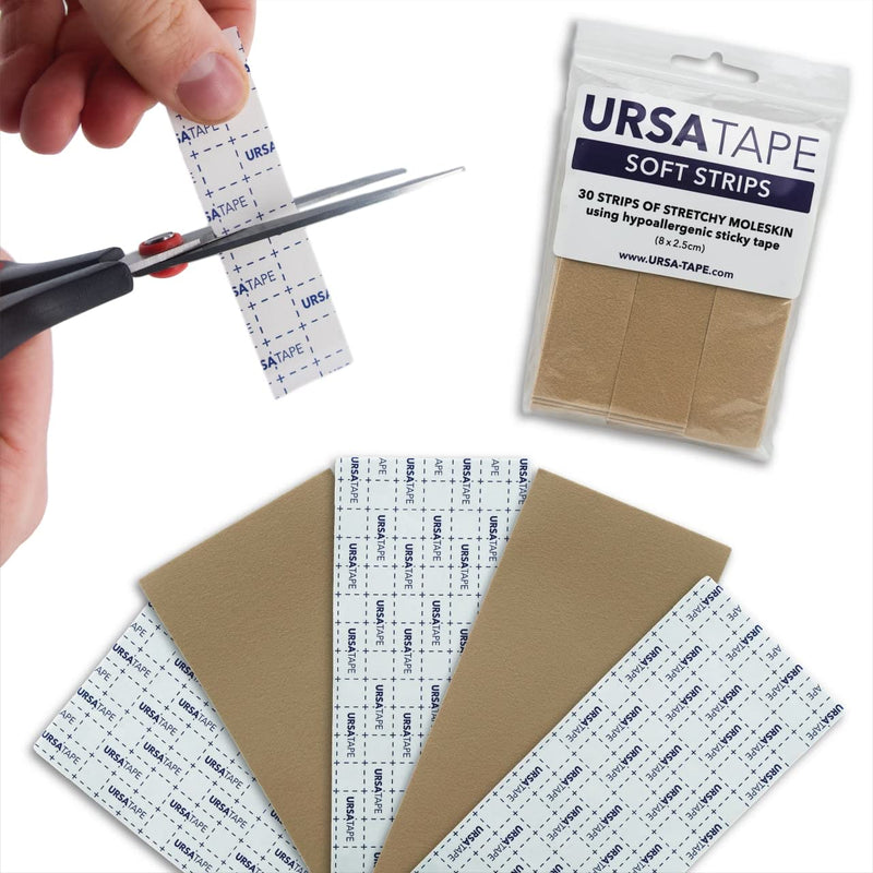 [Australia] - URSA Tape, Stretchy Moleskin Fabric Tape 30-Pack Strips, Heavy-Duty No-Residue Fashion Tape and Body Tape for Fabric, Shoes, Skin and More, Beige, 8 x 2.5 cm (3.14 x 0.98 inches) Cream 
