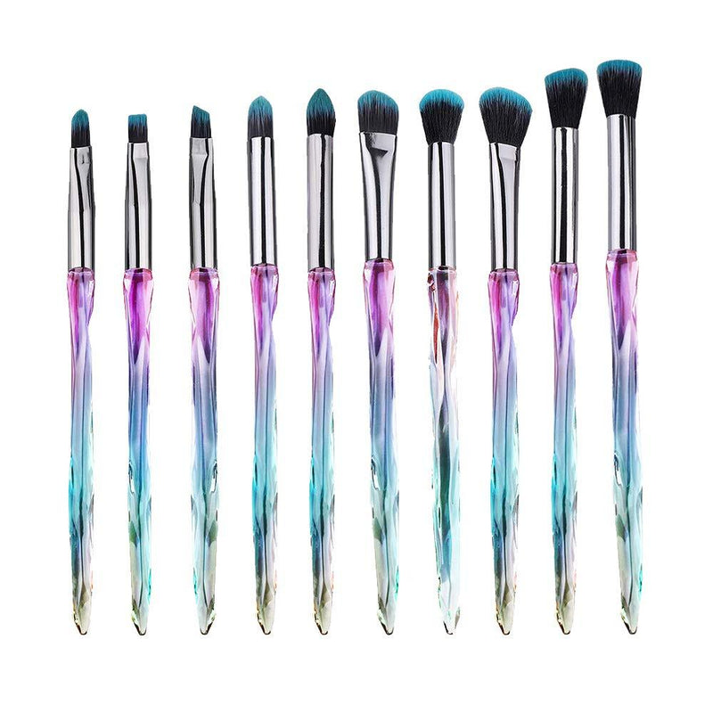 [Australia] - Tidengred makeup brush set 10 crystal cosmetic brushes, the latest diamond handle eye shadow Eyeliner blending crease color makeup brush, professional cosmetics eyebrow lip makeup tool, suitable for girls ideal female beauty tools. 