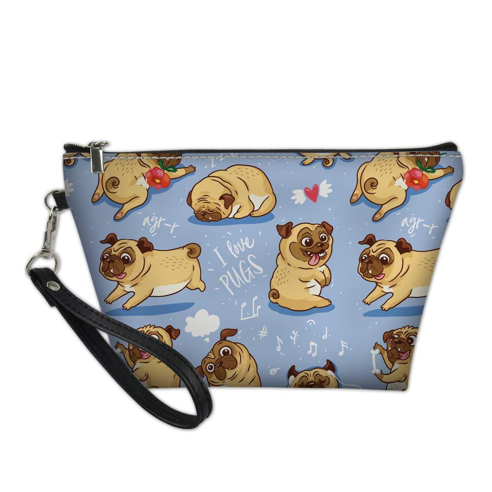 [Australia] - Cosmetic Bag for Women Brown Puppy Pattern Travel Lipstick Gift Storage Soft Small Zipper Bag Blue Puppy 