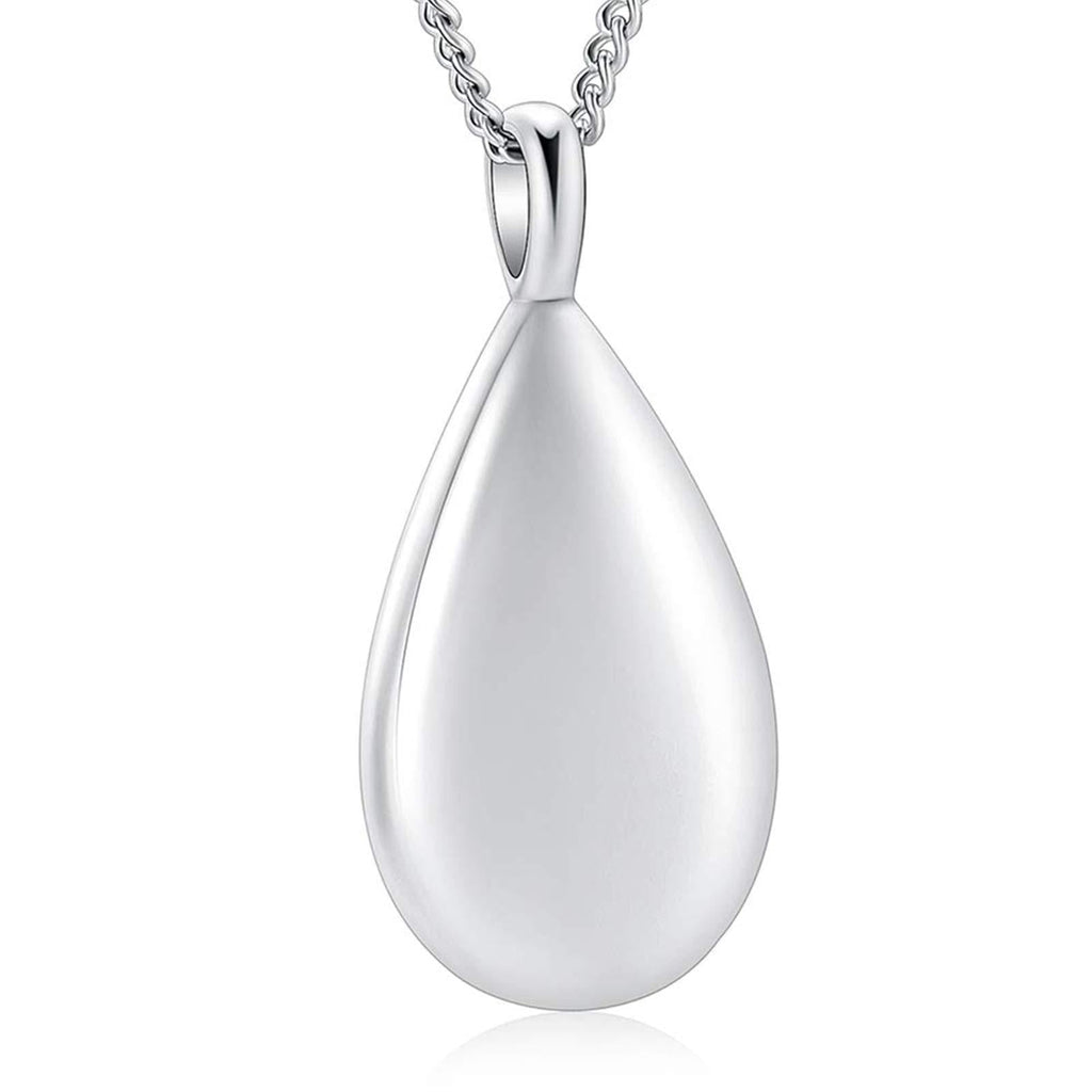 [Australia] - Teardrop Cremation Jewelry for Ashes Keepsake Pendant Holder Ashes for Pet Human Stainless Steel Memorial Urn Necklace Silver 