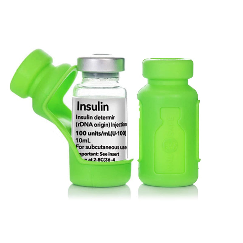 [Australia] - VIAL SAFE for Pets - Insulin Bottle Protector Case/Sleeve for Diabetes - Fits 10mL ProZinc Insulin - 2 Pack (Green) 