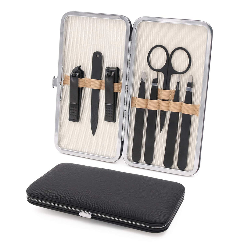 [Australia] - Fangze Tweezers Manicure Kit,8 Pcs Precision Stainless Steel Tweezers and Nail Clipper Set for Men Women,Tweezers and Fingernail Clippers with Case 