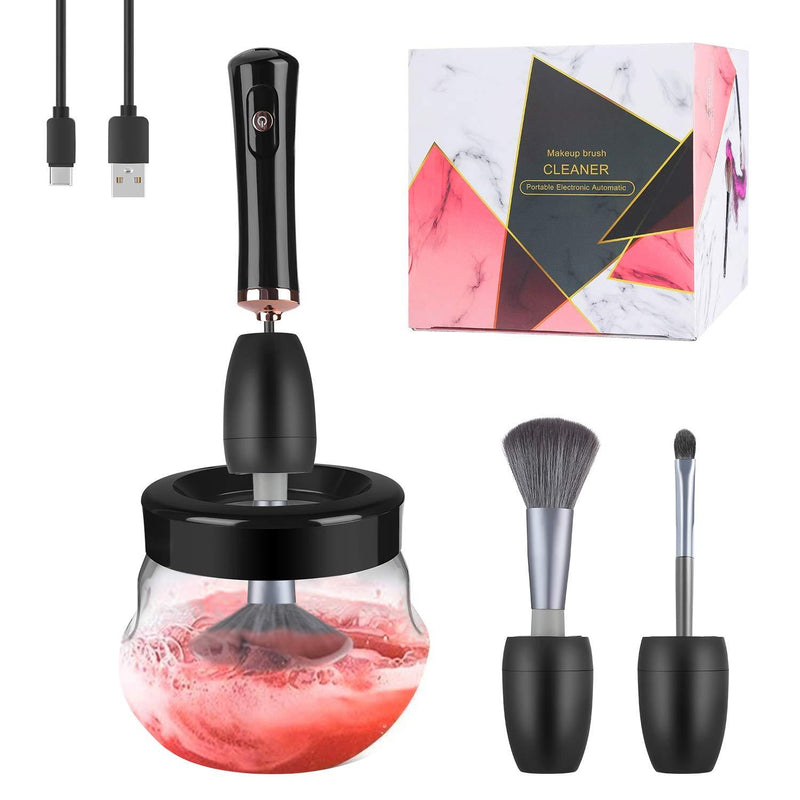 [Australia] - Premium Electric Makeup Brush Cleaner and Dryer Machine for Any Size Brushes, Type-C Rechargeable Makeup Brush Washing Machine, Super-Fast&Multifunctional Make up Brush Cleanser (Black) Black 