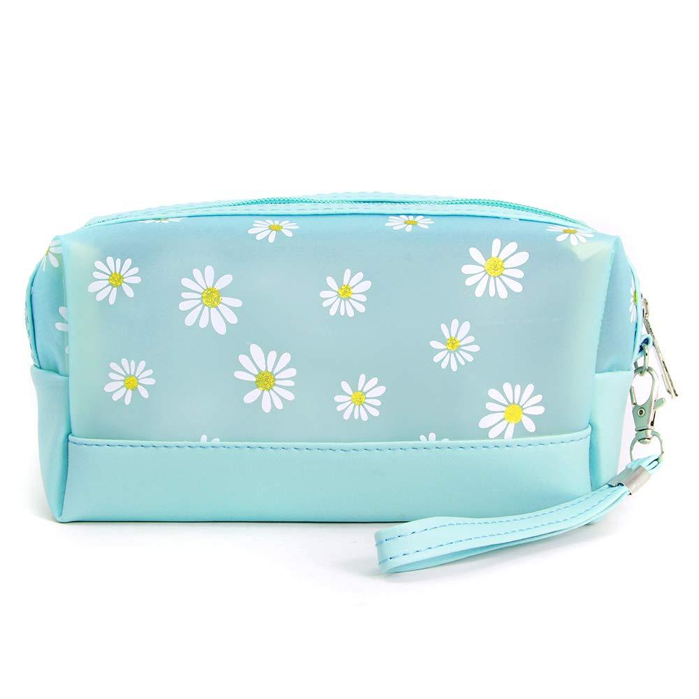 [Australia] - by you Portable Makeup case Cosmetic Bag Pouch Travel Organizer Toiletry Bags for Women (Daisy - Blue) Daisy - Blue 