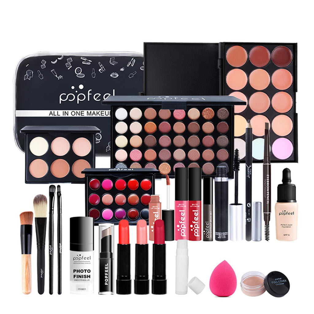 [Australia] - FantasyDay All-in-one Holiday Makeup Gift Set | Makeup Kit for Women Full Kit Cosmetic Essential Starter Bundle Include Eyeshadow Palette Lipstick Blush Foundation Concealer Face Powder Lipgloss Brush 
