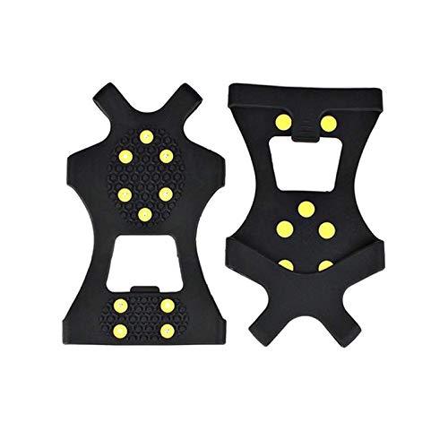 [Australia] - Rimin Ice Traction Cleats, Ice Grips Non-Slip Over Shoe/Boot Rubber Spikes Crampons with 10 Steel Studs Crampons + 10 Extra Replacement Studs Strong Black Small 