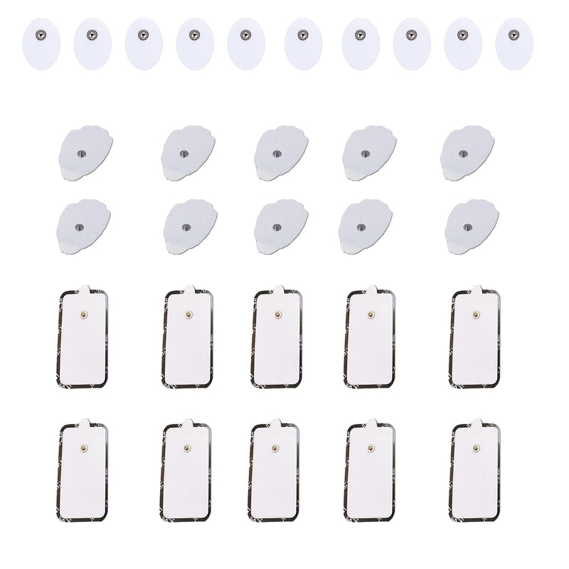 [Australia] - 30 Pads (15 Pairs) Premium Quality TENS/EMS Unit Pads Electrodes, Tens Unit Pads 5 Pairs of Each Sizes Pads Electrode Self Adhesive Replacement Electrodes Pads for TENS Units, More Than 30 Times 