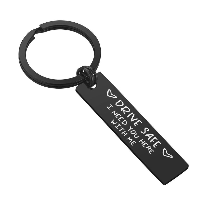 [Australia] - Drive Safe Keychain Gifts for Boyfriend - I Need You Here with Me Black Cute Keyring Boyfriend Husband Gifts from Girlfriend Wife, Valentine’s Day Birthday Gifts for Him 