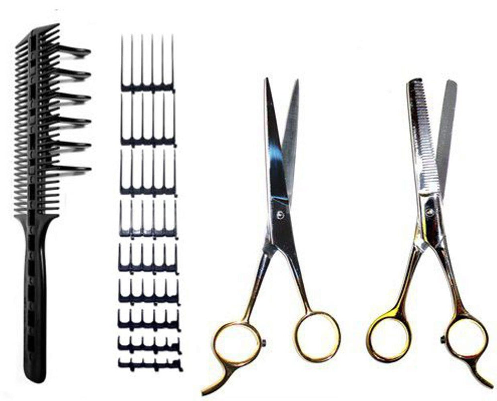 [Australia] - CombPal Jumbo Hair Cutting Kit with Scissors (Value-Pack Black) Value-Pack Black 